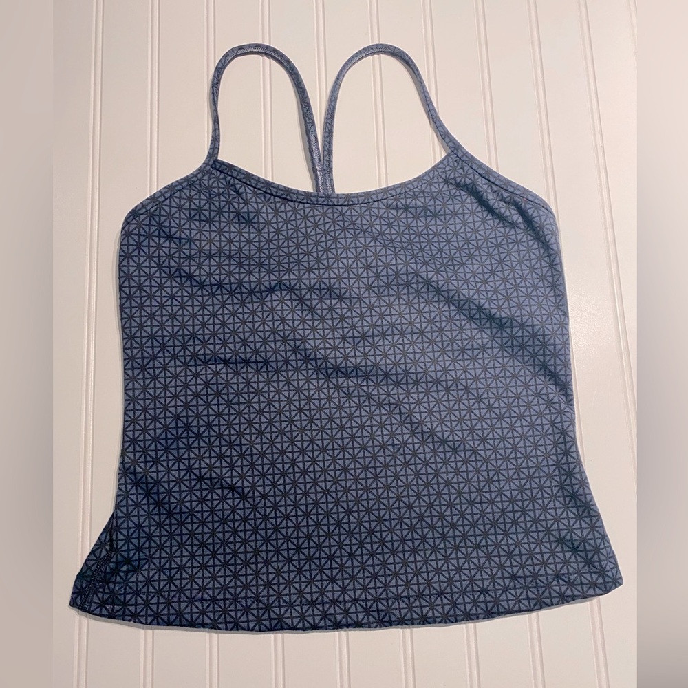 lululemon Tank Top Cami Racerback Built in Shelf Bra Black Blue Size 8